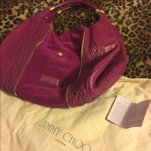 Jimmy Choo Mandah hobo leather and suede bag.